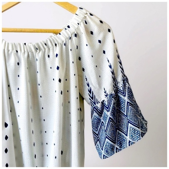 Collective Concepts Women’s 3/4 Sleeve Above-the-Knee Dress. Blue, White. XS​​​ - Picture 10 of 15